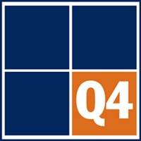 Graphic: 4 quadrants in square, bottom right square says Q4 on orange background and other squares are navy blue